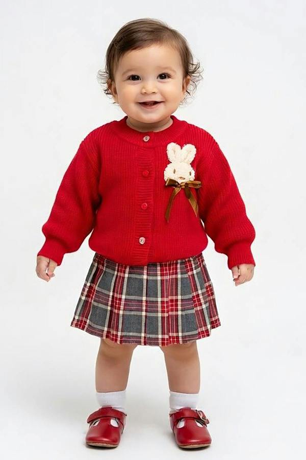 Bunny Cardigan and Skirt Set