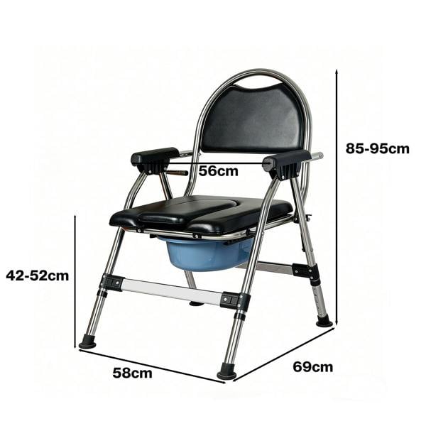 Levede Folding Commode Chair Adjustable Height Bedside Toilet Shower Seat 150kg