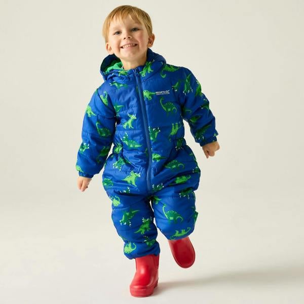 Regatta Childrens/Kids Penrose Dinosaur Quilted Puddle Suit - Olympian Blue - 