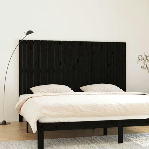 Berkfield Wall Headboard Black 204x3x110 cm Solid Wood Pine