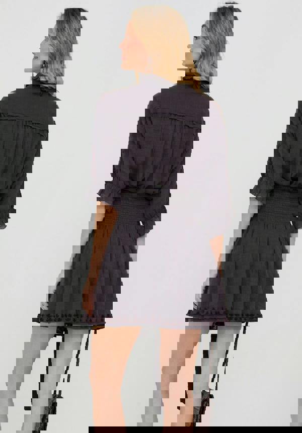 Raffya Julie Embroidered Skater Mini Skirt In Dark Grey