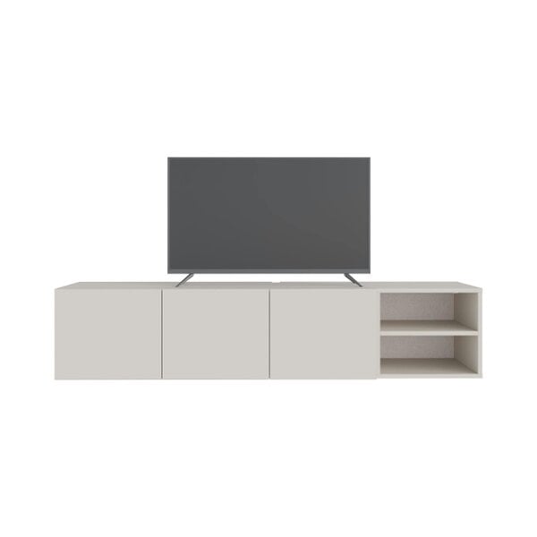 Decortie Conrad 180cm Floating TV Stand, Wall-Mounted Unit with 3 Soft-Close Doors & Open Shelves