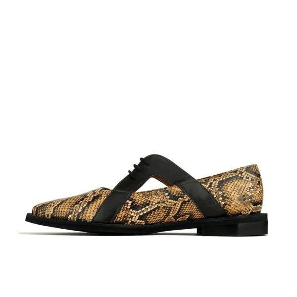 Embassy London Harlowe - Brown Snake - Women's cutout leather lace up shoe