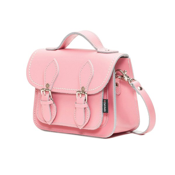 Zatchels Handmade Leather Micro Satchel - Pastel Pink