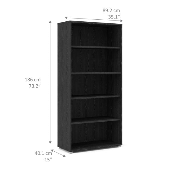 Furniture To Go Prima Bookcase 4 Shelves in Black Woodgrain