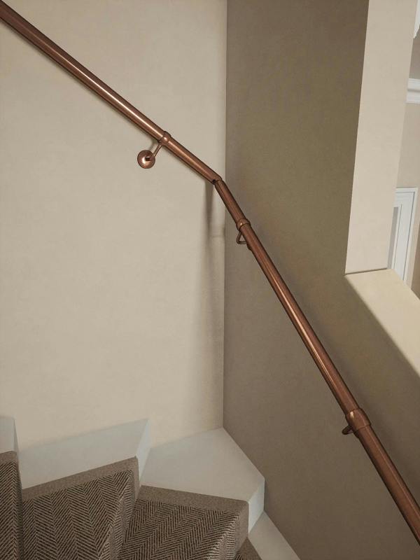 Sambourne Antique Copper Single Winder Handrail system brings warmth and heritage style with it. 