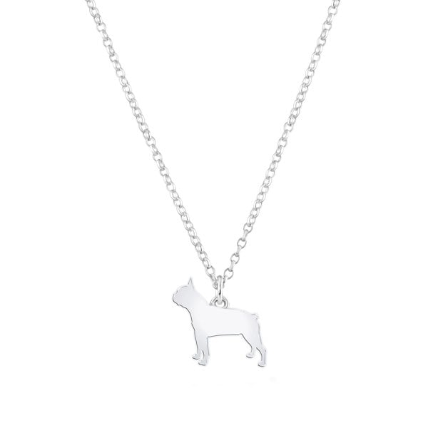 Mylee London Boston Terrier Silhouette Silver Necklace - Personalised