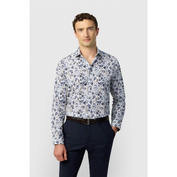 Alexandre Silver Alexandre Tailored Nivalis Blue Floral Printed Shirt