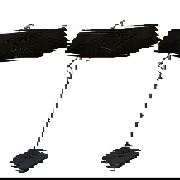 Samuel Alexander 3m Cantilever Banana Garden Parasol in Black with Crank Handle and Parasol Base Weights Included