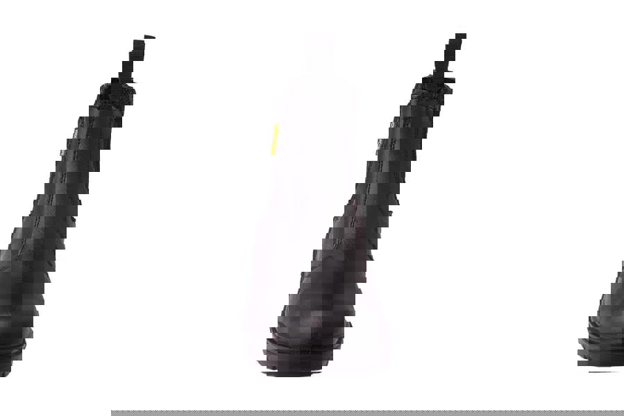 WorkForce Mens Safety Steel Toe/Midsole S1P Work Leather Dealer Boots, front view of black leather safety work boot with steel toe and slip-resistant sole.