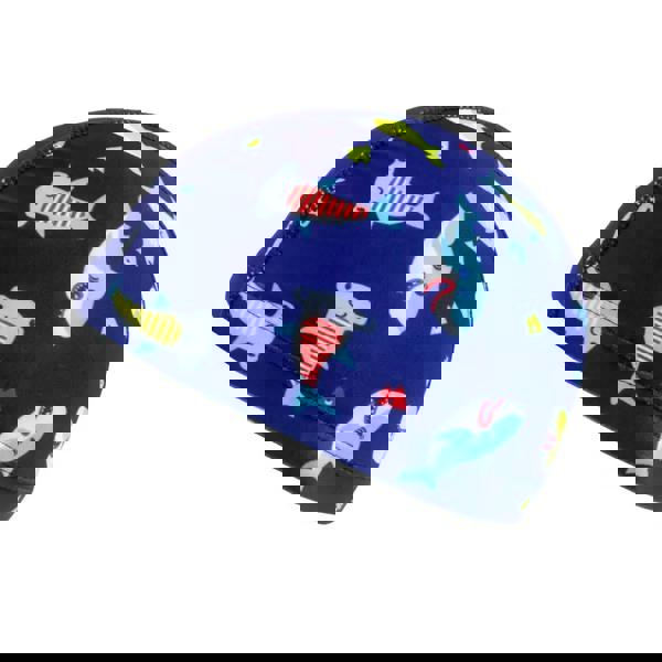 Blue Simply Swim junior fun patterns lycra swim cap with neoprene and strap