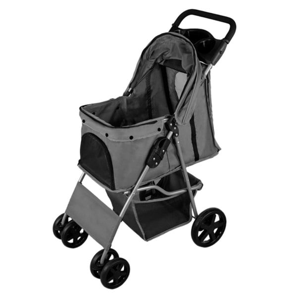 Monstershop Pet Stroller with Rain Cover – Grey