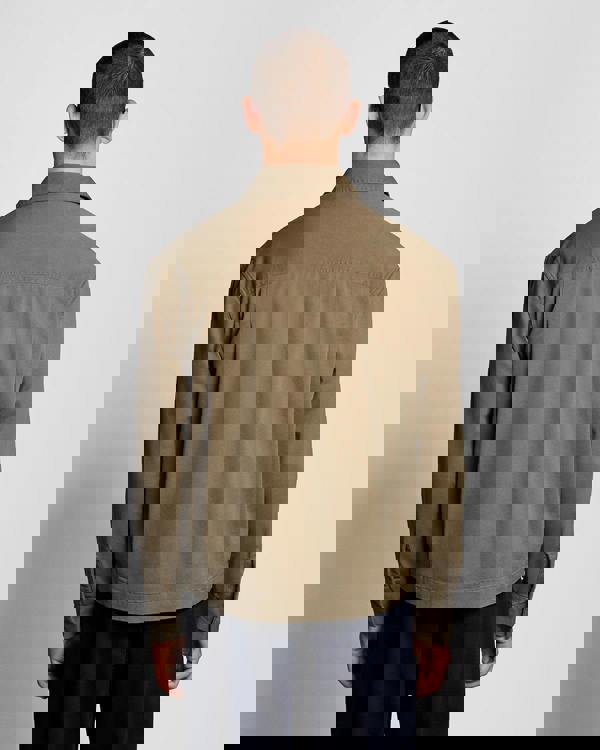 Lyle & Scott Enzyme Wash Mens Zip Overshirt - X569 Khaki Ash