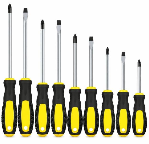 ATEK 9 Piece Magnetic Screwdriver Set Phillips Slotted Soft Grip DIY Tools