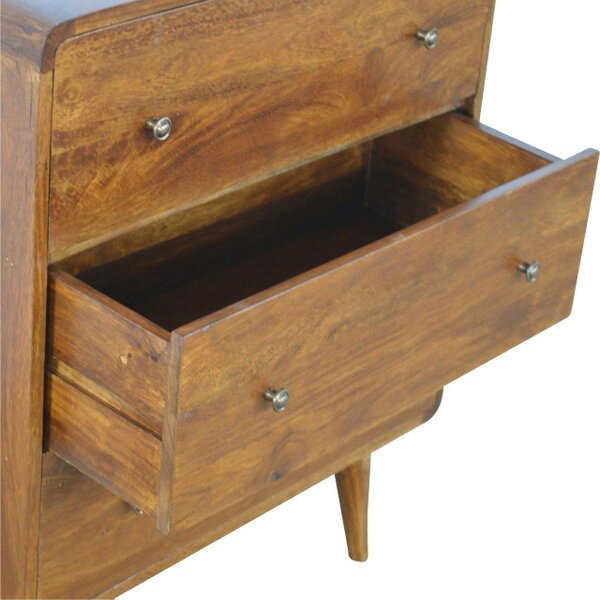 Wyld Haus Ostuni Rustic Curved Mango Wood Chestnut Chest 3 Drawer