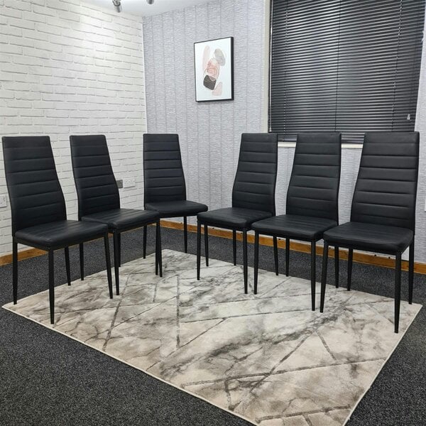 Kosy Koala Dining Chairs Set of 6 Black Leather Kitchen Chairs