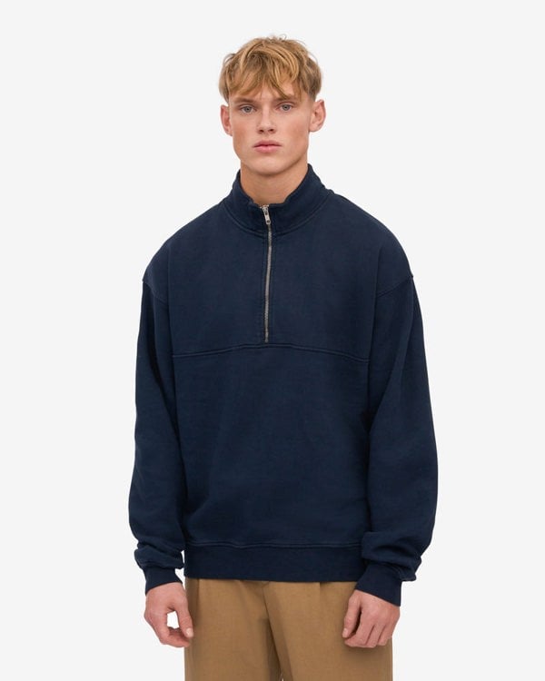 Colorful Standard Organic Quarter Zip Sweatshirt - Navy Blue
