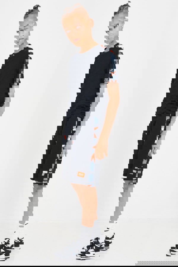 Beat Boyz Club Front Shorts - Black/Orange Geo