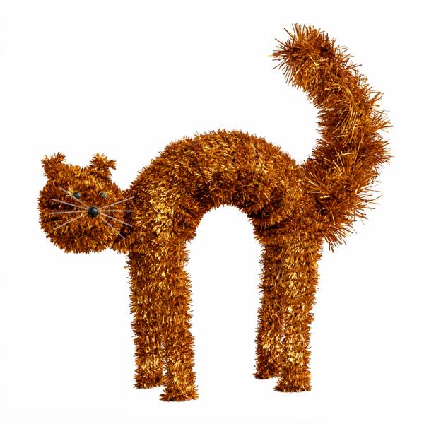 Samuel Alexander 42cm Standing Scaredy Cat Halloween Decoration in Orange