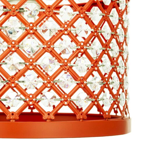 Happy Homewares Modern Ornate Orange Metal Pendant Shade with Clear Acrylic Beads