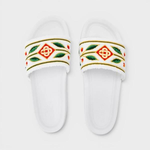 Casablanca Embroidered Terry Slider White