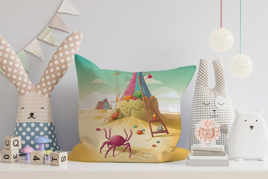 Warren Reed Crab On A Beach Holiday Cushions