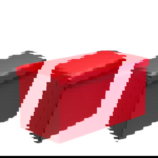 Snug City Faux Leather Storage Ottoman Storage Box With Lid Foldable - 76x38x38cm Rectangle