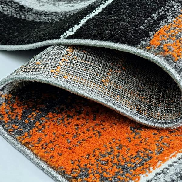 Viva Rugs Modern Rug Orange Grey Black Geometric Abstract Patterned Large XL Small Living Room Bedroom Carpet Mat