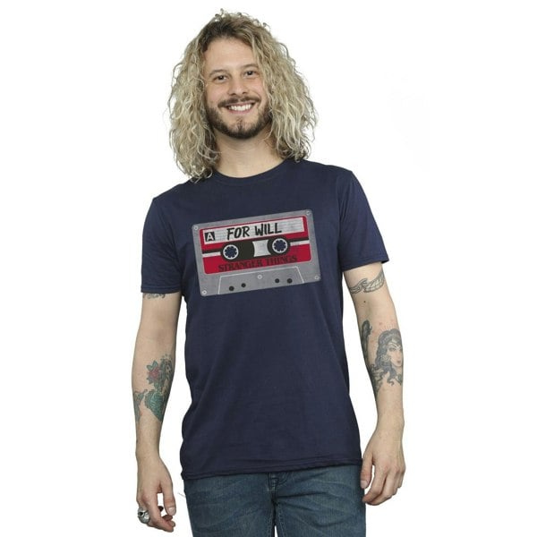 Netflix Mens Stranger Things Cassette For Will T-Shirt - Navy Blue