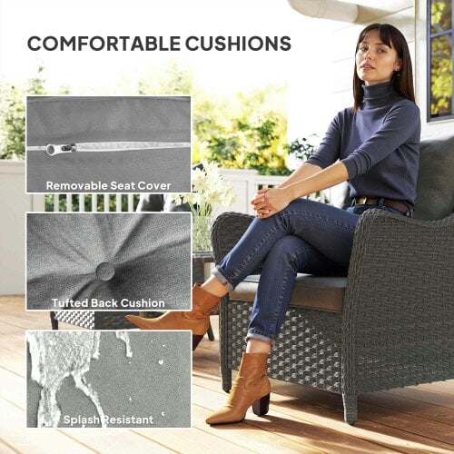 Wyld Haus Neluli Rattan Dark Grey Set Of 2 Outdoor Armchairs With Cushions Armrests And High Back
