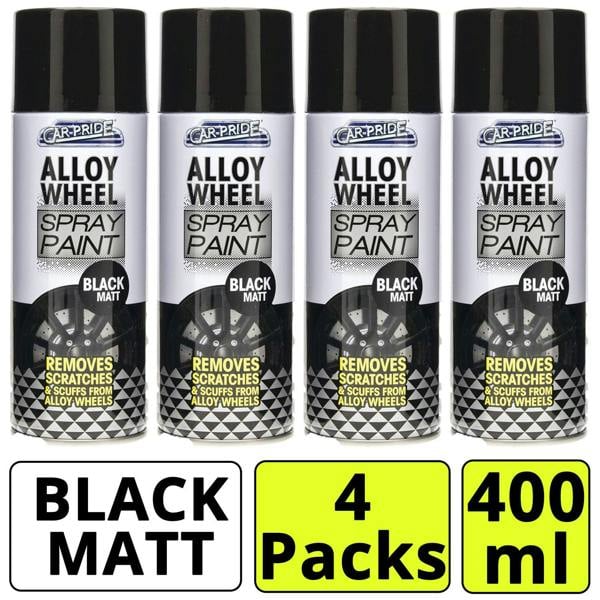Carpride 4X Alloy Wheel Black Matt Spray Paint 400ml