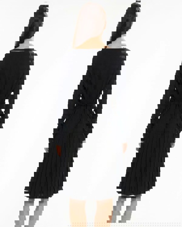 Calvin Klein Pleated Long Sleeve Womens Dress