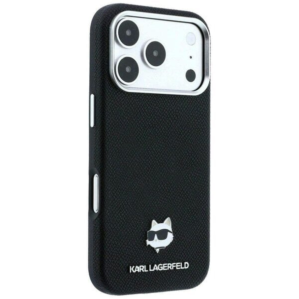 Karl Lagerfeld Grained Choupette Head Metal Logo Case with MagSafe for iPhone 17/18 Pro Max 6.9" Black - KLHMP18X6PSCHLK