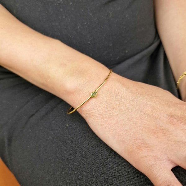 Peridot August Birthstone Gold Plated Bangle