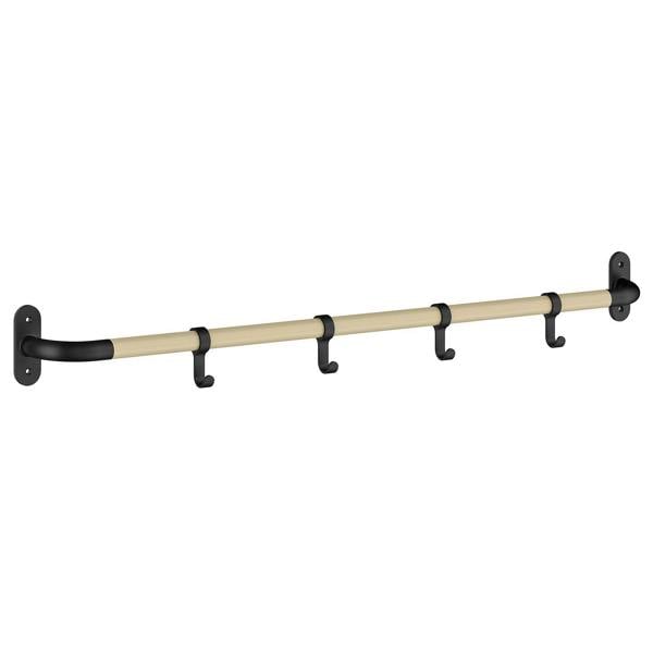 Beech/black 4 hook coat rack