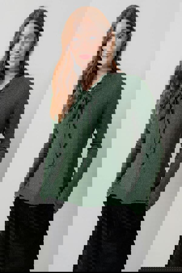 Elise Tie Neck Pointelle Jumper Ice Blue | Lily and Me Clothing