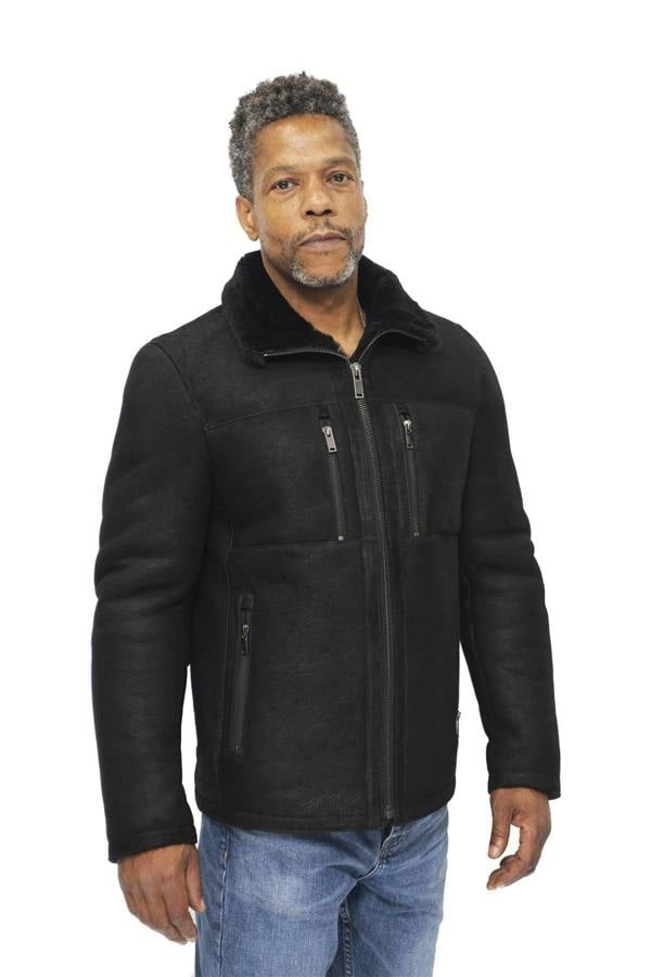 Infinity Leather Mens Sheepskin Biker Bomber Jacket-Agboville