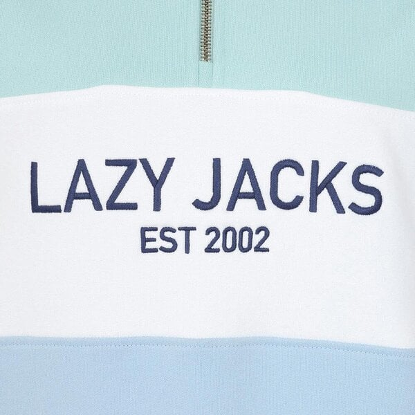 Lazy Jacks LJ322 - Ladies Quarter Zip Sweatshirt - Sky/Mint