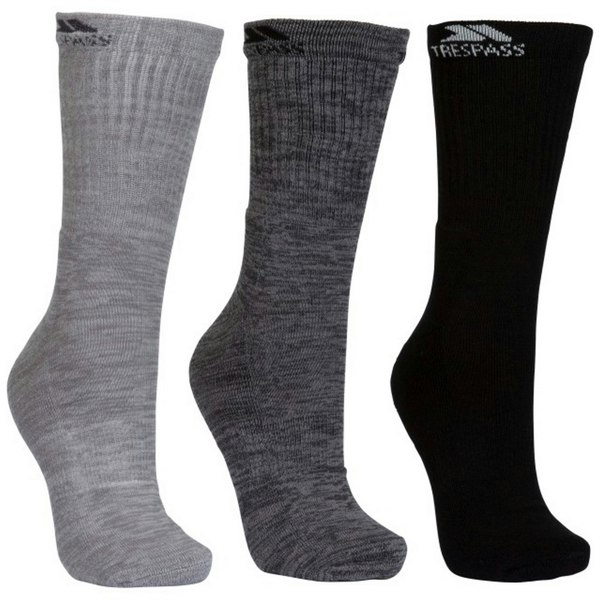 Trespass Mens Jackbarrow Trekking Socks (Pack Of 3) - Carbon Melange/Stone Melange/Black