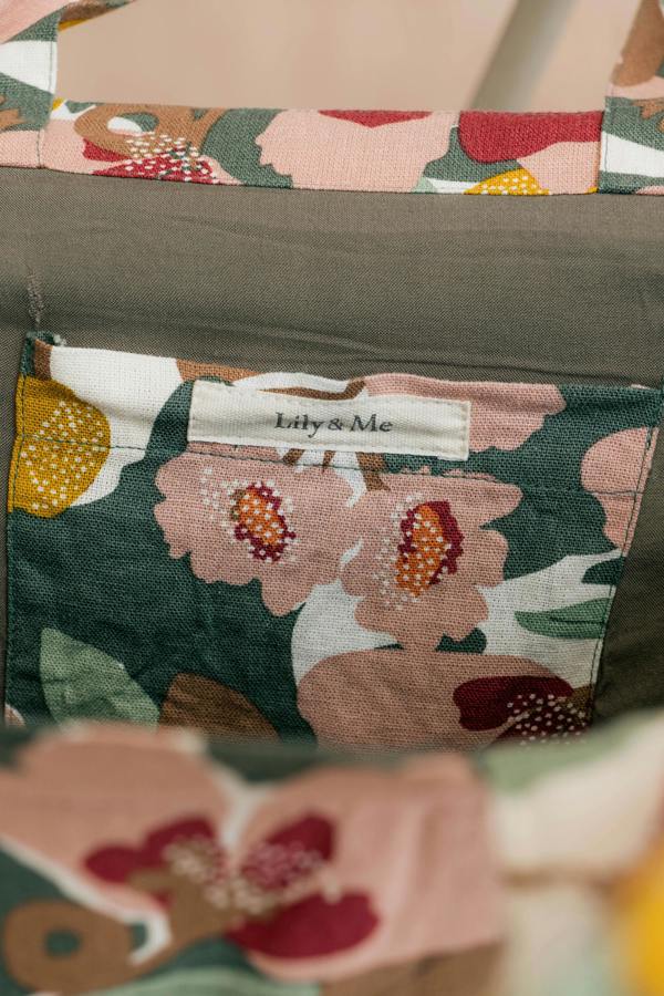 Lily & Me Linen Blend Ceres Print Tote Bag Laurel