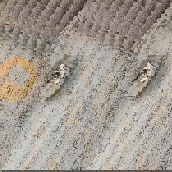 abstract rug, gold-cream colours, anti-allergic, and non-static properties