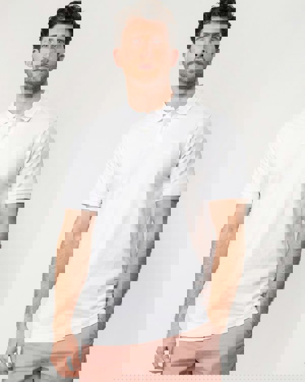 BOSS Orange Passenger Mens Stretch-Cotton Slim-Fit Polo Shirt with Logo Patch NOS - White 100