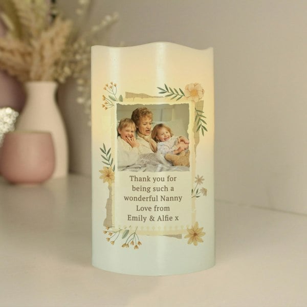 Personalised Memento Company Personalised Wild Flowers Photo Upload LED Candle