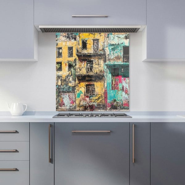 Warren Reed Mexican Colourful Buildings Glass Kitchen Splashback - 00010