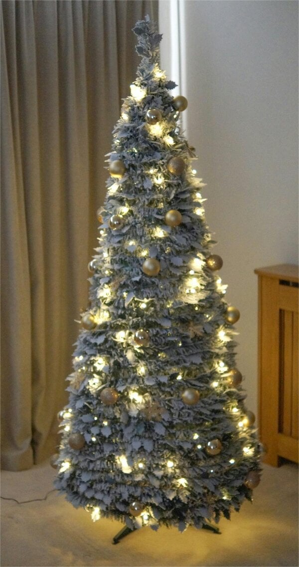 Scotts of Stow Xmas Haus PreLit Led Pop Up Gold Decor Xmas Tree