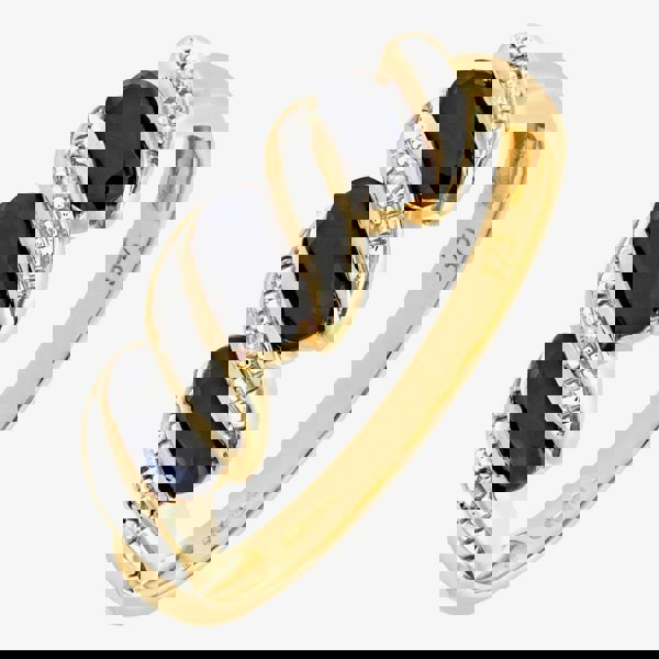 T. H. Baker 9ct Yellow Gold Sapphire & Diamond Swirl Ring PR06270Y SA