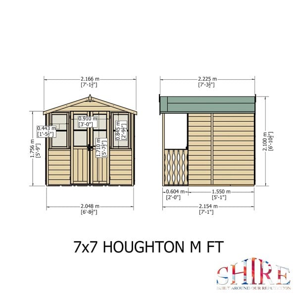 Shire Houghton(Vallance) 7x7 12mm interlock Clad wooden Summerhouse - Best Shed