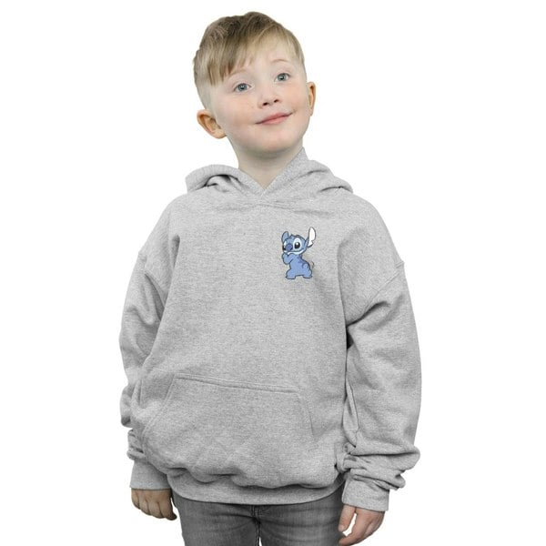 Disney Boys Lilo And Stitch Stitch Backside Breast Print Hoodie - Sports Grey