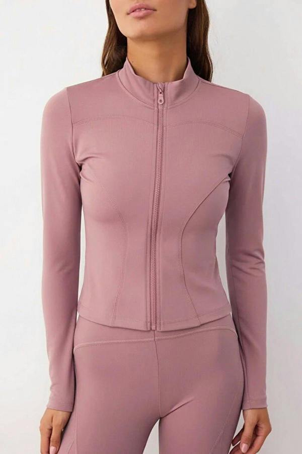 WOVCOR Zip-up Stand Collar Knitted Sports Jacket