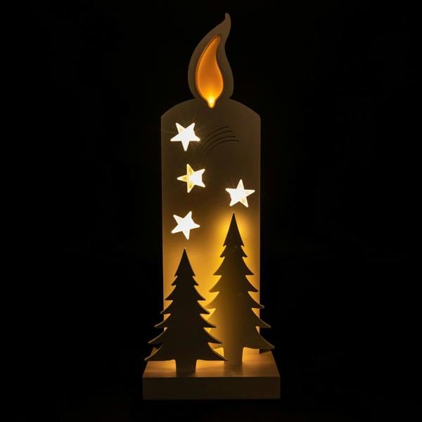 36cm to 46cm Wooden LED Christmas Silhouette Candle Decoration, Battery Operated Warm White Indoor Lighting image 1